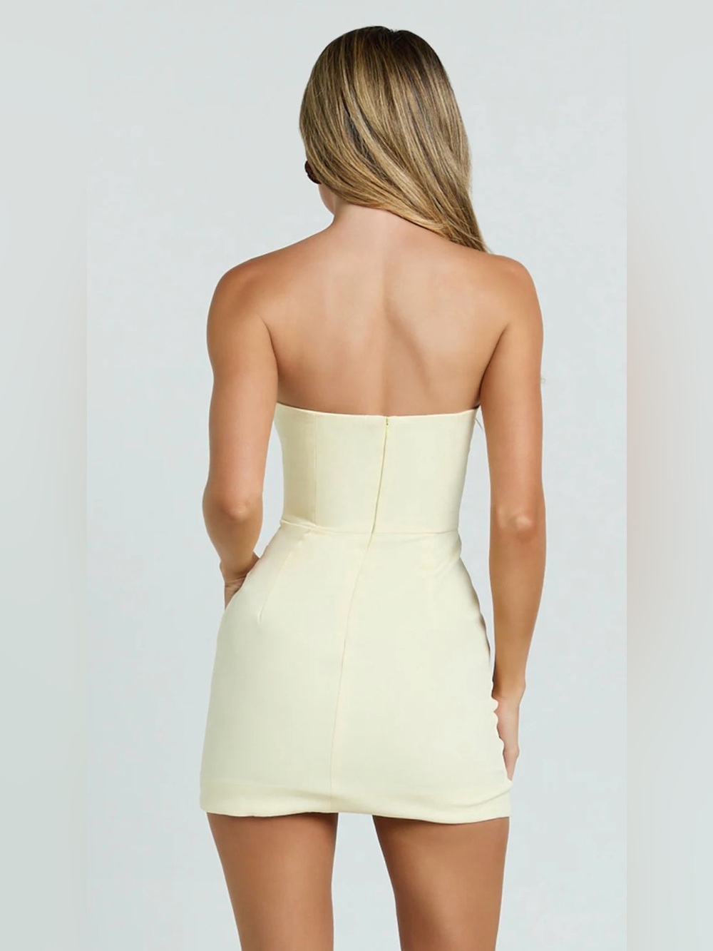 NWT Showpo AVERY Strapless Corset Mini Dress in Lemon Yellow size 6 - Picture 2 of 14